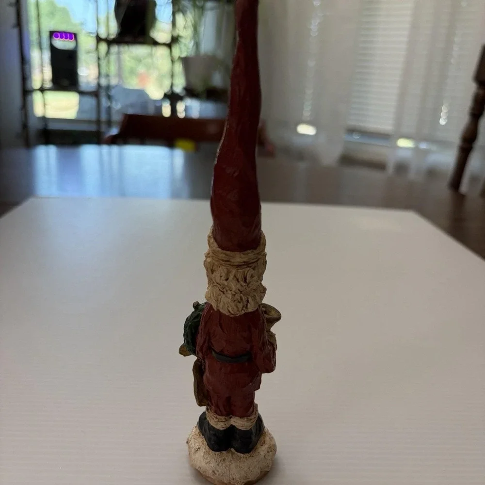 Vintage Tall Skinny Santa Claus Figurine Wreath Bell Primitive Christmas Decor